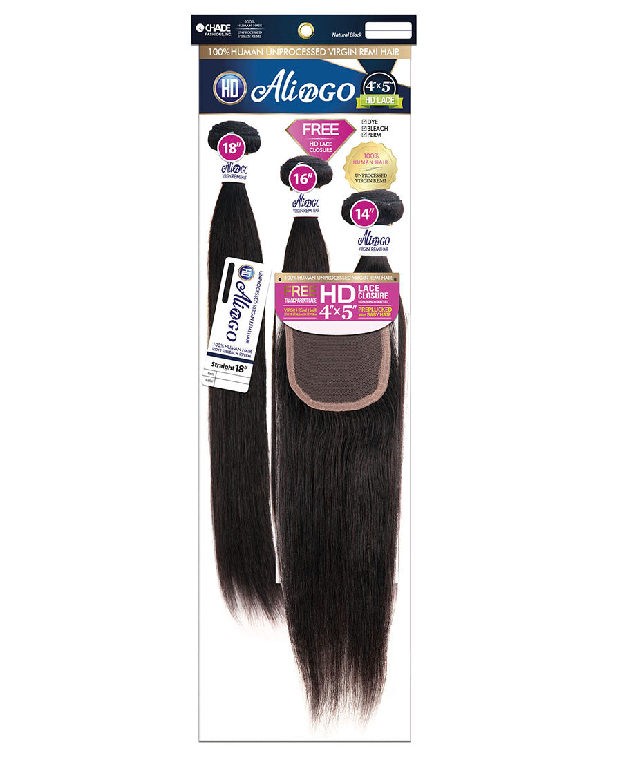 ALI N GO 3PCS+4x5 HD CLOSURE - STRAIGHT